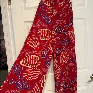 Farm Rio Vibrant Red Fish Pattern Pants